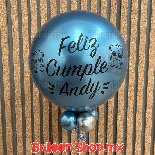 Burbuja cromada azul 55 cm