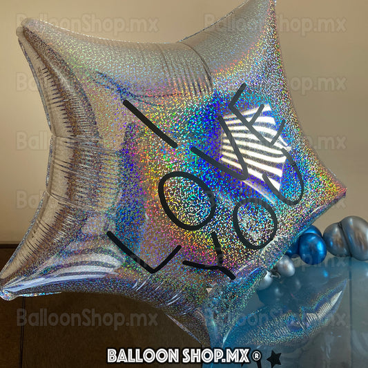 Estrella holográfica plata