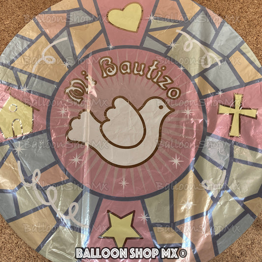 Bautizo vitrales rosa