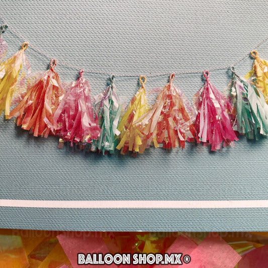 Guirnalda de flecos iridiscente